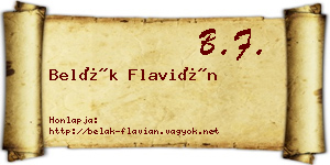 Belák Flavián névjegykártya